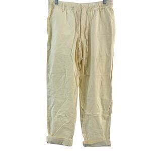 Hat and Beyond Cream Linen Rolled Ankle Drawstring Pants Women’s S Preowned